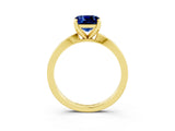 Yellow gold Cushion Cut Blue Sapphire Solitaire Engagement Ring with Classic Band and Four-Prong Setting_27