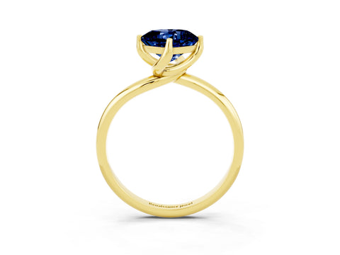 Yellow gold Cushion Cut Blue Sapphire Solitaire Engagement Ring with Four-Prong Setting and Classic Band_38