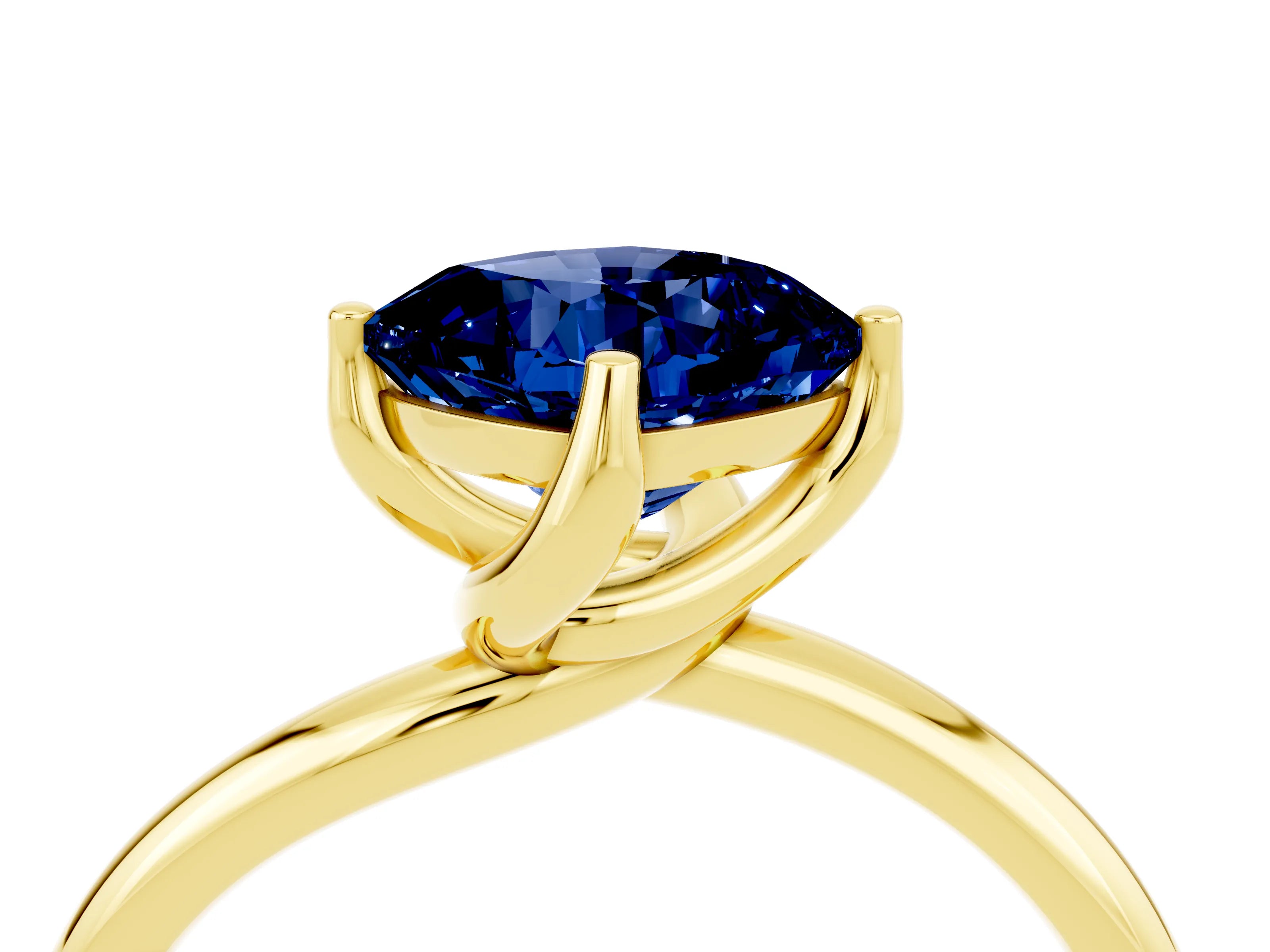 Yellow gold Cushion Cut Blue Sapphire Solitaire Engagement Ring with Four-Prong Setting and Classic Band_39