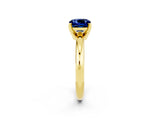 Yellow gold Cushion Cut Blue Sapphire Solitaire Engagement Ring with Round Band and Four-Prong Setting_2