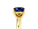Yellow gold Cushion Cut Blue Sapphire Solitaire Engagement Ring with Round Band and Four-Prong Setting_5