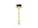 Yellow gold Cushion Cut Blue Sapphire Solitaire Ring with Flower Prong Setting and Classic Band_14