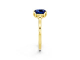 Yellow gold Cushion Cut Blue Sapphire Solitaire Ring with Flower Prong Setting and Classic Band_38