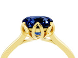 Yellow gold Cushion Cut Blue Sapphire Solitaire Ring with Flower Prong Setting and Classic Band_40