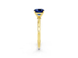 18K Yellow Gold Blue Sapphire Solitaire Ring with Prong Setting and Classic Band