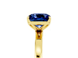 Yellow gold Cushion Cut Blue Sapphire Solitaire Ring with Thin Band and Prong Setting_17