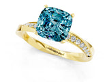 Yellow gold Cushion Cut Blue Topaz Engagement Ring with Side Stone Accents and Four-Prong Setting_25