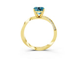 Yellow gold Cushion Cut Blue Topaz Engagement Ring with Side Stone Accents and Four-Prong Setting_27