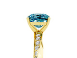 Yellow gold Cushion Cut Blue Topaz Engagement Ring with Side Stone Accents and Four-Prong Setting_29