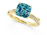 Yellow gold Cushion Cut Blue Topaz Engagement Ring with Side Stone Accents and Four-Prong Setting_85