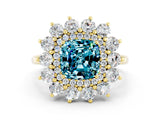 Yellow gold Cushion Cut Blue Topaz Floral Double Halo Engagement Ring with Prong Setting_60