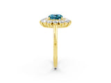 Yellow gold Cushion Cut Blue Topaz Floral Double Halo Engagement Ring with Prong Setting_62