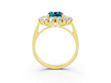 Yellow gold Cushion Cut Blue Topaz Floral Double Halo Engagement Ring with Prong Setting_63