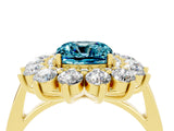 Yellow gold Cushion Cut Blue Topaz Floral Double Halo Engagement Ring with Prong Setting_64