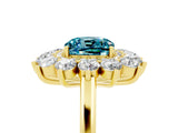 Yellow gold Cushion Cut Blue Topaz Floral Double Halo Engagement Ring with Prong Setting_65