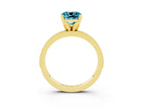 Yellow gold Cushion Cut Blue Topaz Milgrain Pavé Engagement Ring with Four-Prong Setting_15