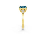 Yellow gold Cushion Cut Blue Topaz Ring with Side Stones and Four-Prong Setting_38