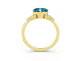 Yellow gold Cushion Cut Blue Topaz Ring with Side Stones and Four-Prong Setting_39