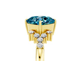 Yellow gold Cushion Cut Blue Topaz Ring with Side Stones and Four-Prong Setting_41