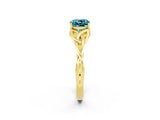 Yellow gold Cushion Cut Blue Topaz Solitaire Celtic Knot Ring with Four-Prong Setting_14