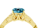 Yellow gold Cushion Cut Blue Topaz Solitaire Celtic Knot Ring with Four-Prong Setting_16