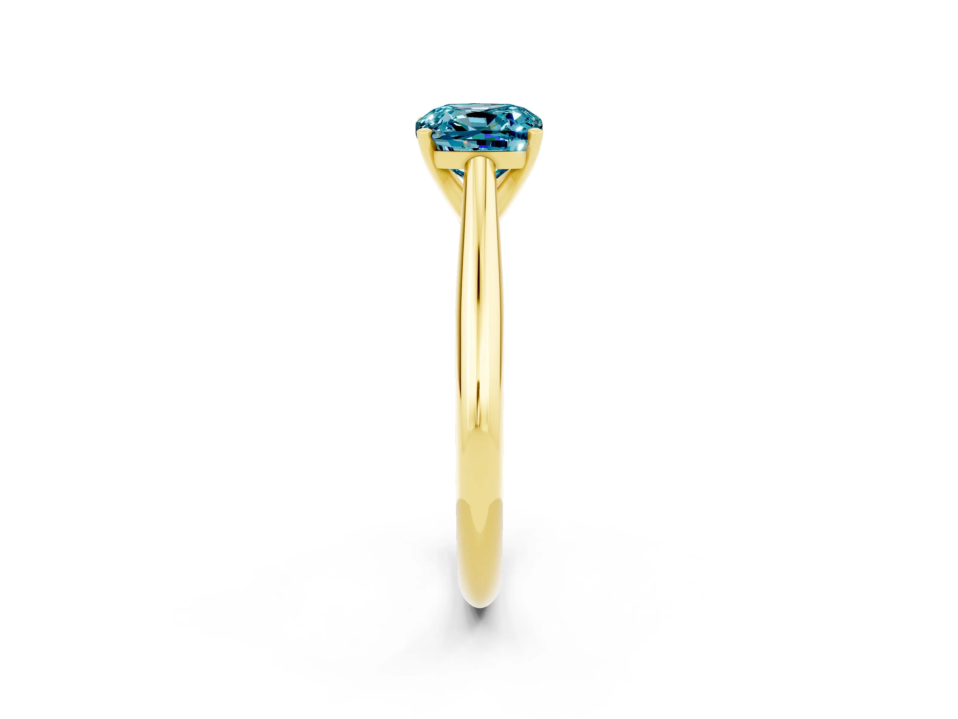 Yellow gold Cushion Cut Blue Topaz Solitaire Engagement Ring with Cathedral Setting and Four-Prong Mount_14