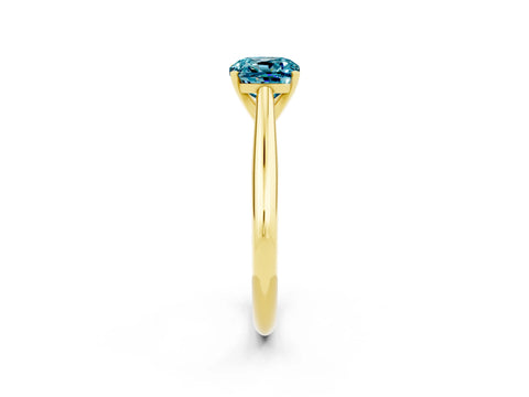 Yellow gold Cushion Cut Blue Topaz Solitaire Engagement Ring with Cathedral Setting and Four-Prong Mount_14