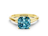 Yellow gold Cushion Cut Blue Topaz Solitaire Engagement Ring with Cathedral Setting and Four-Prong Mount_24