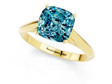 Yellow gold Cushion Cut Blue Topaz Solitaire Engagement Ring with Cathedral Setting and Four-Prong Mount_25