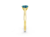Yellow gold Cushion Cut Blue Topaz Solitaire Engagement Ring with Cathedral Setting and Four-Prong Mount_26