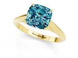 Yellow gold Cushion Cut Blue Topaz Solitaire Engagement Ring with Cathedral Setting and Four-Prong Mount_79