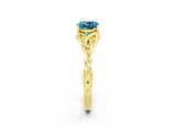 Yellow gold Cushion Cut Blue Topaz Solitaire Engagement Ring with Celtic Knot Band and Four-Prong Setting_2