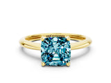 Yellow gold Cushion Cut Blue Topaz Solitaire Engagement Ring with Classic Band and Four-Prong Setting_24