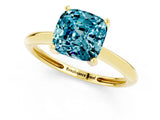 Yellow gold Cushion Cut Blue Topaz Solitaire Engagement Ring with Classic Band and Four-Prong Setting_25