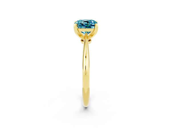 Yellow gold Cushion Cut Blue Topaz Solitaire Engagement Ring with Classic Band and Four-Prong Setting