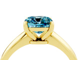 Yellow gold Cushion Cut Blue Topaz Solitaire Engagement Ring with Classic Band and Four-Prong Setting_28