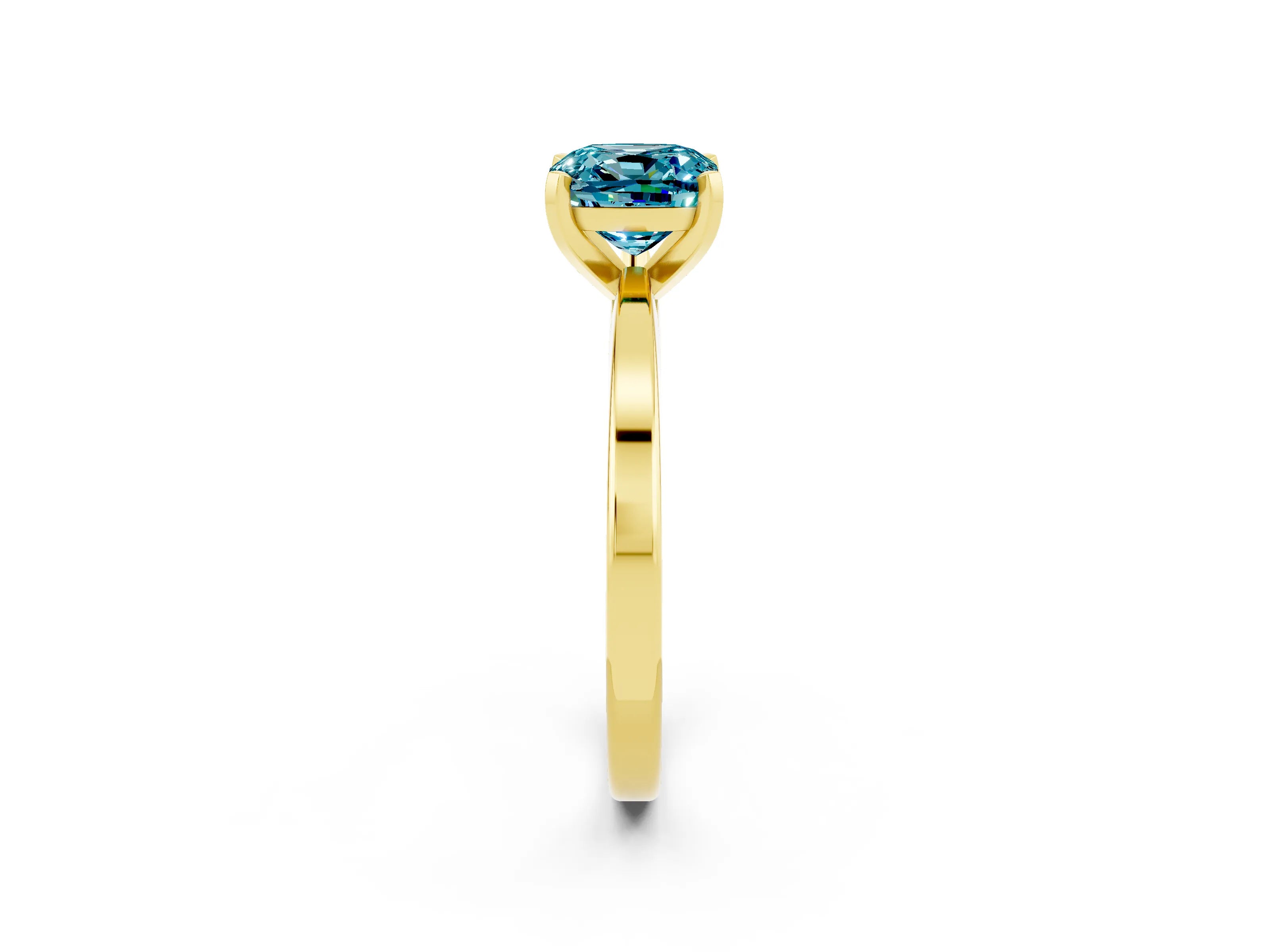 Yellow gold Cushion Cut Blue Topaz Solitaire Engagement Ring with Classic Band and Four-Prong Setting_38