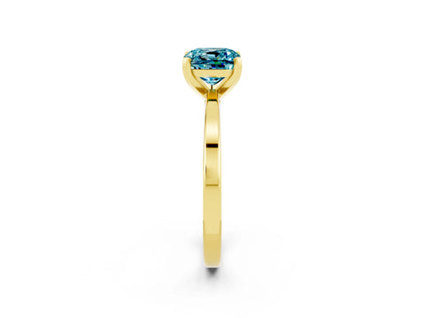 Yellow gold Cushion Cut Blue Topaz Solitaire Engagement Ring with Classic Band and Four-Prong Setting_38