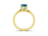 Yellow gold Cushion Cut Blue Topaz Solitaire Engagement Ring with Classic Band and Four-Prong Setting_39