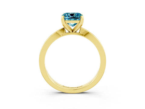 Yellow gold Cushion Cut Blue Topaz Solitaire Engagement Ring with Classic Band and Four-Prong Setting_39