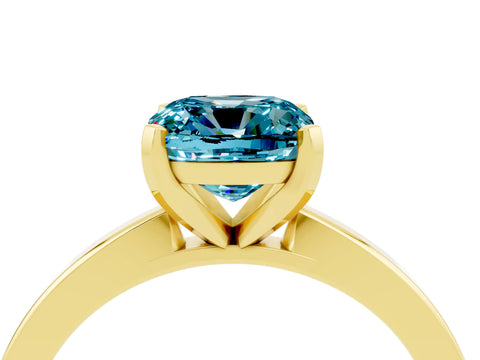 Yellow gold Cushion Cut Blue Topaz Solitaire Engagement Ring with Classic Band and Four-Prong Setting_40