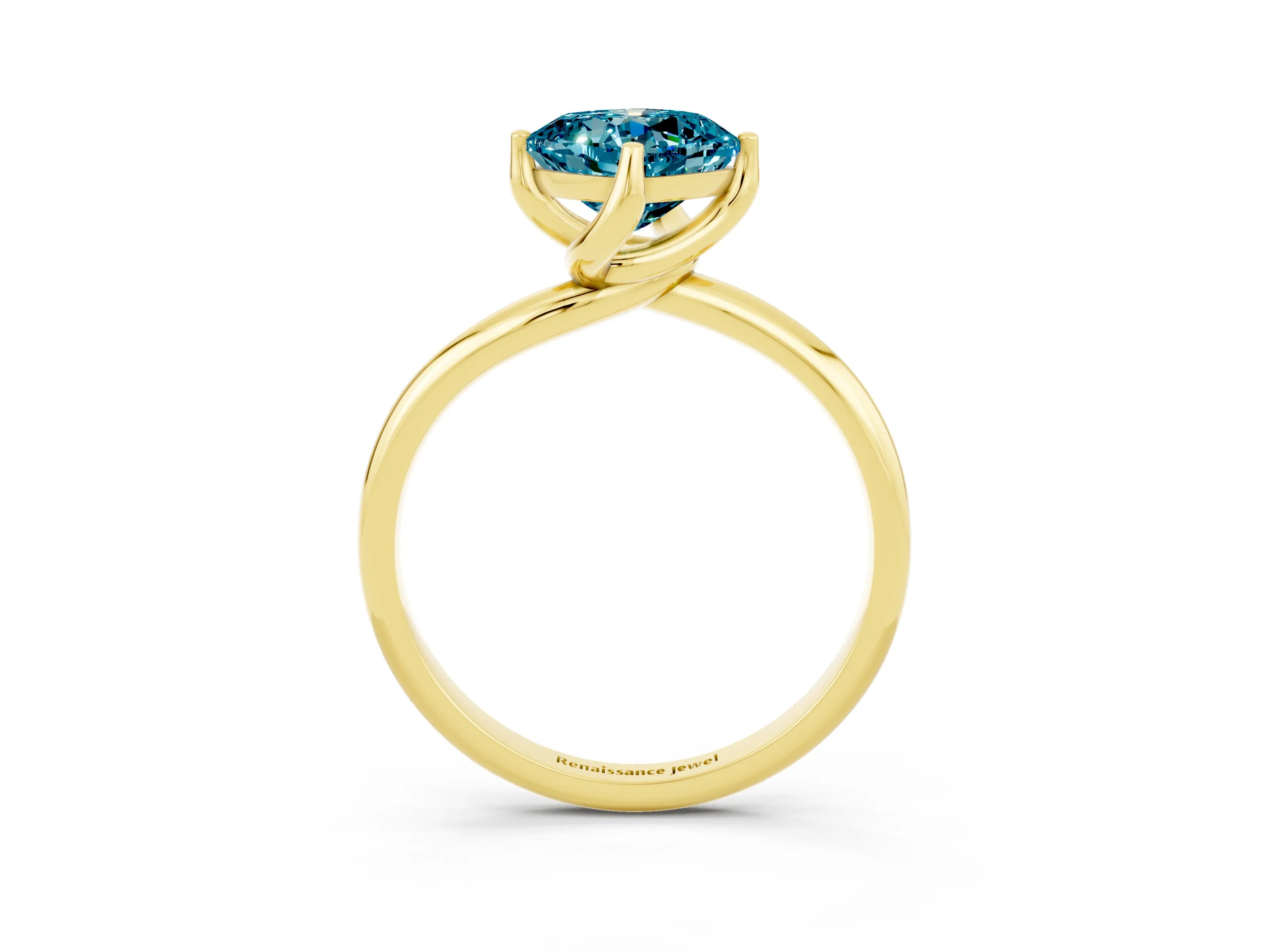 Yellow gold Cushion Cut Blue Topaz Solitaire Engagement Ring with Four-Prong Setting and Classic Band_27