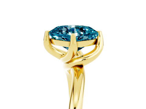 Yellow gold Cushion Cut Blue Topaz Solitaire Engagement Ring with Four-Prong Setting and Classic Band_29