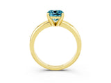 Yellow gold Cushion Cut Blue Topaz Solitaire Engagement Ring with Round Band and Four-Prong Setting_3