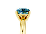 Yellow gold Cushion Cut Blue Topaz Solitaire Engagement Ring with Round Band and Four-Prong Setting_5