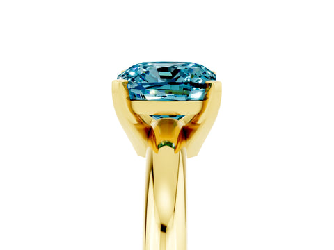 Yellow gold Cushion Cut Blue Topaz Solitaire Engagement Ring with Round Band and Four-Prong Setting_5