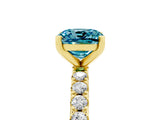Yellow gold Cushion Cut Blue Topaz Solitaire Pavé Band with Four-Prong Setting_5