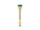 Yellow gold Cushion Cut Blue Topaz Solitaire Pavé Engagement Ring with Round Band and Prong Setting_80