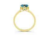Yellow gold Cushion Cut Blue Topaz Solitaire Ring with Flower Prong Setting and Classic Band_15