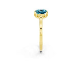 Yellow gold Cushion Cut Blue Topaz Solitaire Ring with Flower Prong Setting and Classic Band_38